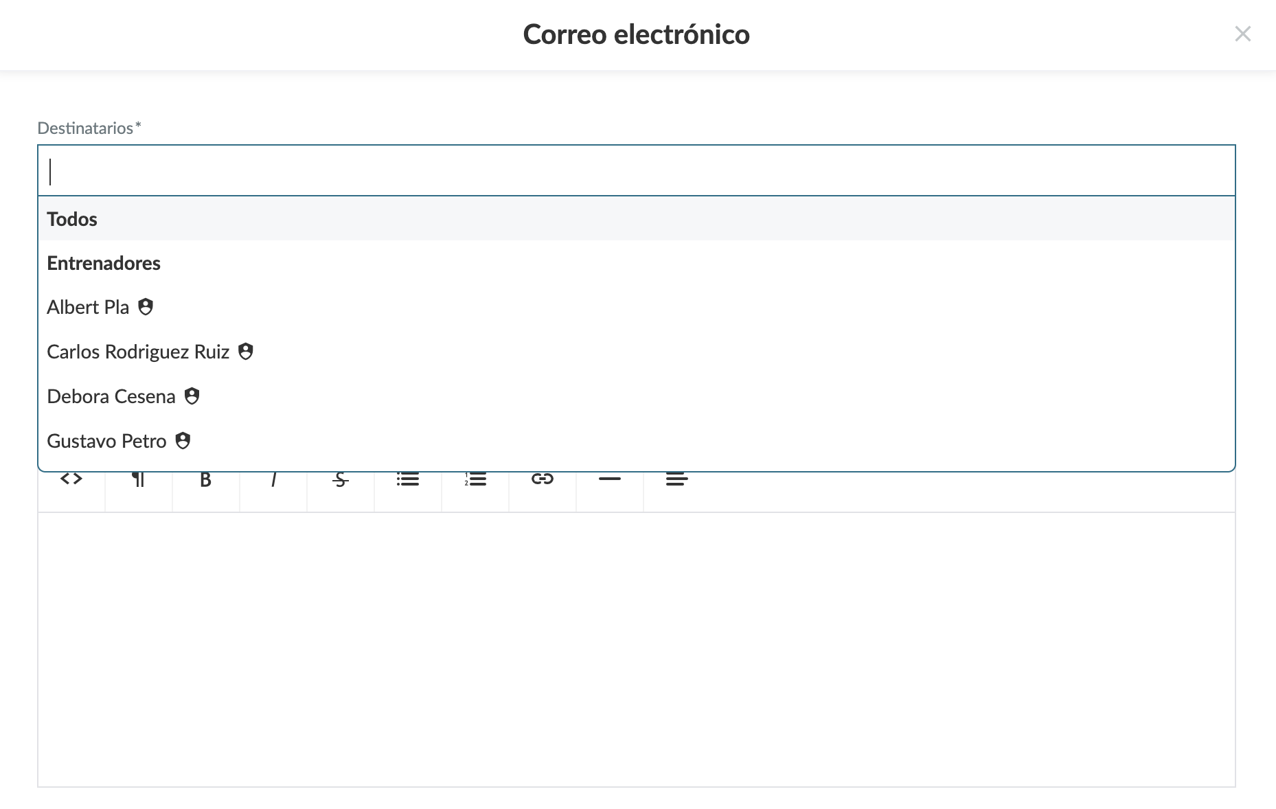 Selecciona los destinatarios para el correo electrónico Selecciona los destinatarios para el correo electrónico
